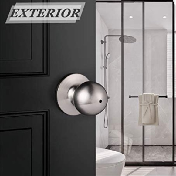 NIB Brushed Nickel Door knobs keyless privacy lock interior - Picture 6 of 7